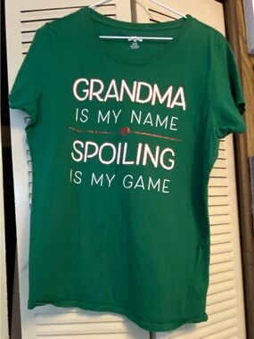 Holiday Time Green Grandma Spoiling T‑Shirt with White and Pink Lettering